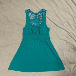 Teal crochet summer dress